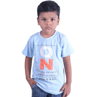 Kid Kupboard Cotton Baby Boys T-Shirt, Light Blue, Half-Sleeves, 3-4 Years KIDS6706