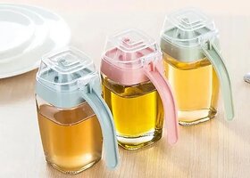 (Pack of 1) 350ml Kitchen Transparent Glass Oil Bottle with Spout Leak-Proof Oil Dispenser for Cooking and Serving