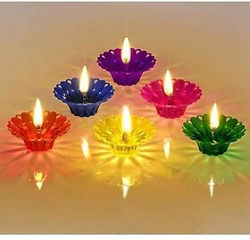 Pack of 12 Plastic Table Diya Set  2-Inch Height Decorative Oil Lamps for Festive Occasions