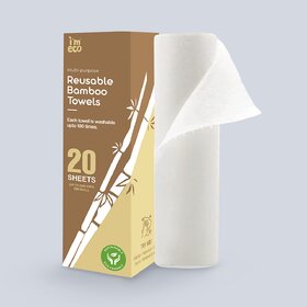 I'M ECO Reusable Kitchen Towels  Bamboo Kitchen Towels  20 Towels  Reusable up to 2000 times