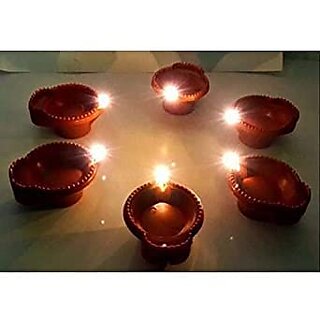 Water Sensor LED Diya Set  Artificial Electric Diya Lights  , Diwali Decoration, Festivals pack of 6