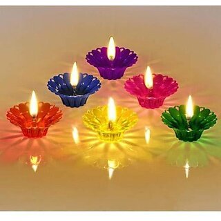 Pack of 12 Plastic Table Diya Set  2-Inch Height Decorative Oil Lamps for Festive Occasions