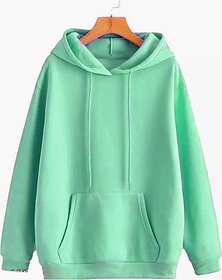 Fashlook Mens Light Green Solid Hooded Full Sleeve Sweatshirt