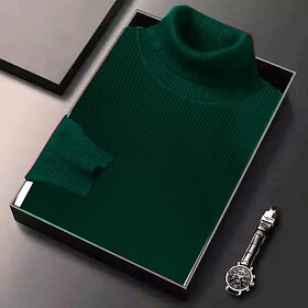 Fashlook Mens Green Self Design Round Neck Full Sleeve Sweatshirt
