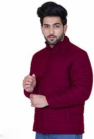 Fashlook Fluffy Solid Full Sleeve Maroon Jacket for Mens