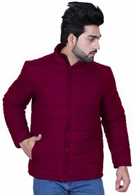 Fashlook Bomber Solid Full Sleeve Maroon Jacket for Mens