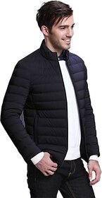 Fashlook Fluffy Solid Full Sleeve Navy Jacket for Mens