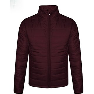 Fashlook Bomber Solid Full Sleeve Maroon Jacket for Mens