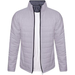 Fashlook Bomber Solid Full Sleeve Grey Jacket for Mens