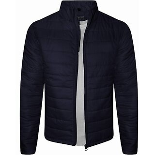 Fashlook Bomber Solid Full Sleeve Dark Blue Jacket for Mens