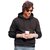 Fashlook Mens Black Solid Hooded Full Sleeve Sweatshirt