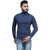 Fashlook Mens Blue Solid High Neck Full Sleeve Sweatshirt