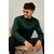 Fashlook Mens Green Solid High Neck Full Sleeve Sweatshirt