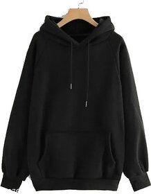 Fashlook Solid Hooded Wool Blend Casual Black Full Sleeve T-Shirt For Mens