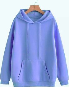 Fashlook Solid Hooded Wool Blend Casual Blue Full Sleeve T-Shirt For Mens