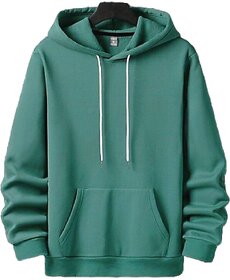 Fashlook Solid Hooded Wool Blend Casual Green Full Sleeve T-Shirt for Men  Stylish and Comfortable Winter Wear