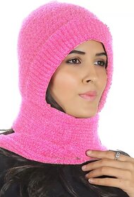 Fashlook Woolen Pink Casual Winter Cap