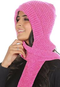 Fashlook Woolen Pink Casual Winter Cap