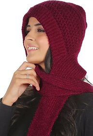 Fashlook Woolen Maroon Casual Winter Cap