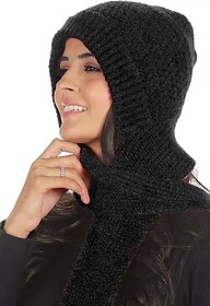 Fashlook Woolen Black Winter Cap | Casual Beanie for Men & Women