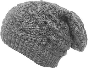 Fashlook Woolen Silver Casual Winter Cap