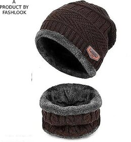 Fashlook Woolen Brown Casual Winter Cap (Pack of 2)
