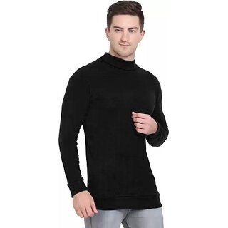 Fashlook Striped Full Sleeve Casual Black Sweaters For Mens