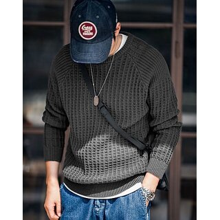 Fashlook Solid Round Neck Wool Blend Casual Grey Full Sleeve T-Shirt For Mens