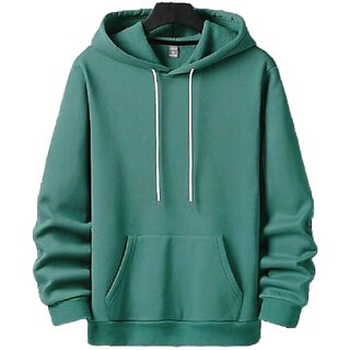 Fashlook Solid Hooded Wool Blend Casual Green Full Sleeve T-Shirt for Men  Stylish and Comfortable Winter Wear