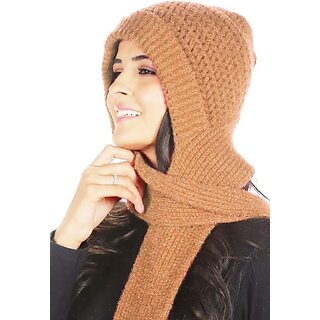 Fashlook Woolen Beige Casual Winter Cap