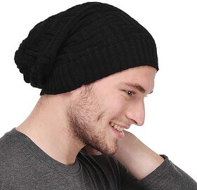 Fashlook Unisex Cozy Black Winter Cap  Soft, Warm & Perfect for Everyday Winter Style