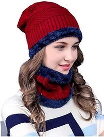 Fashlook Woolen Maroon Winter Cap | Casual Beanie for Men & Women