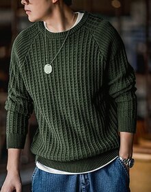 Fashlook Solid Full Sleeve Casual Dark Green Sweaters For Mens