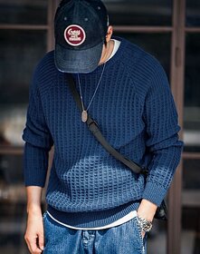 Fashlook Solid Full Sleeve Casual Blue Sweaters For Mens