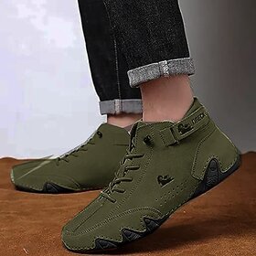 Fashlook Mens Green Lace-up Closure Casual Sneakers