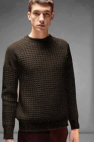 Fashlook Solid Brown Full Sleeve Sweaters For Mens