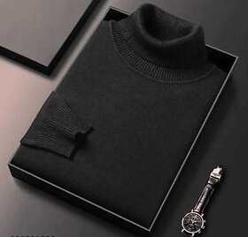 Fashlook Solid Black Full Sleeve Sweater for Men - Warm Winter Clothing