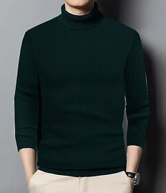 Fashlook Solid Green Full Sleeve Sweaters For Mens
