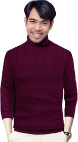 Fashlook Solid Maroon Full Sleeve Sweaters For Mens