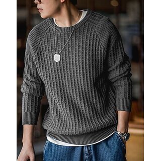 Fashlook Solid Full Sleeve Casual Grey Sweaters For Mens