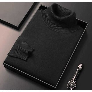 Fashlook Solid Black Full Sleeve Sweater for Men - Warm Winter Clothing