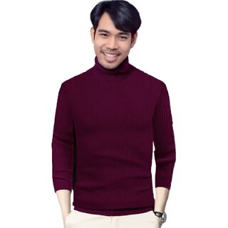 Fashlook Solid Maroon Full Sleeve Sweaters For Mens