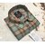 Fashlook Checkered Curved Collar Regular Fit Cotton Blend Casual Green Shirt For Mens