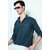 Fashlook Solid Curved Collar Regular Fit Cotton Blend Casual Green Shirt For Mens