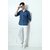 Fashlook Solid Curved Collar Regular Fit Cotton Blend Casual Blue Shirt For Mens
