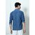 Fashlook Solid Curved Collar Regular Fit Cotton Blend Casual Blue Shirt For Mens
