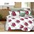 Indkus Nexa White Red Flowers printed double bedsheet with 2 Pillow Covers (228 X 228 cm)