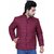 Fashlook Full Sleeve Solid Fluffy Maroon Jacket For Mens