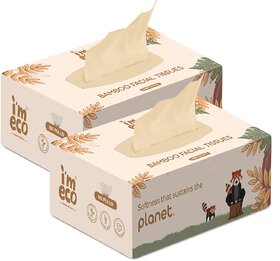 (Pack of 2) IMECO Bamboo Facial Tissues Box 2 x 100 Pulls