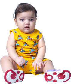 Kid Kupboard Cotton Baby Girls T-Shirt and Short Set, Yellow, Sleeveless, 9-12 Months KIDS6715